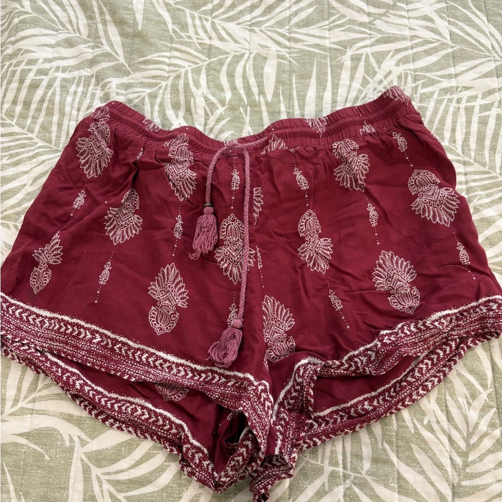Charlotte Russe Maroon Patterned High Waist Shorts